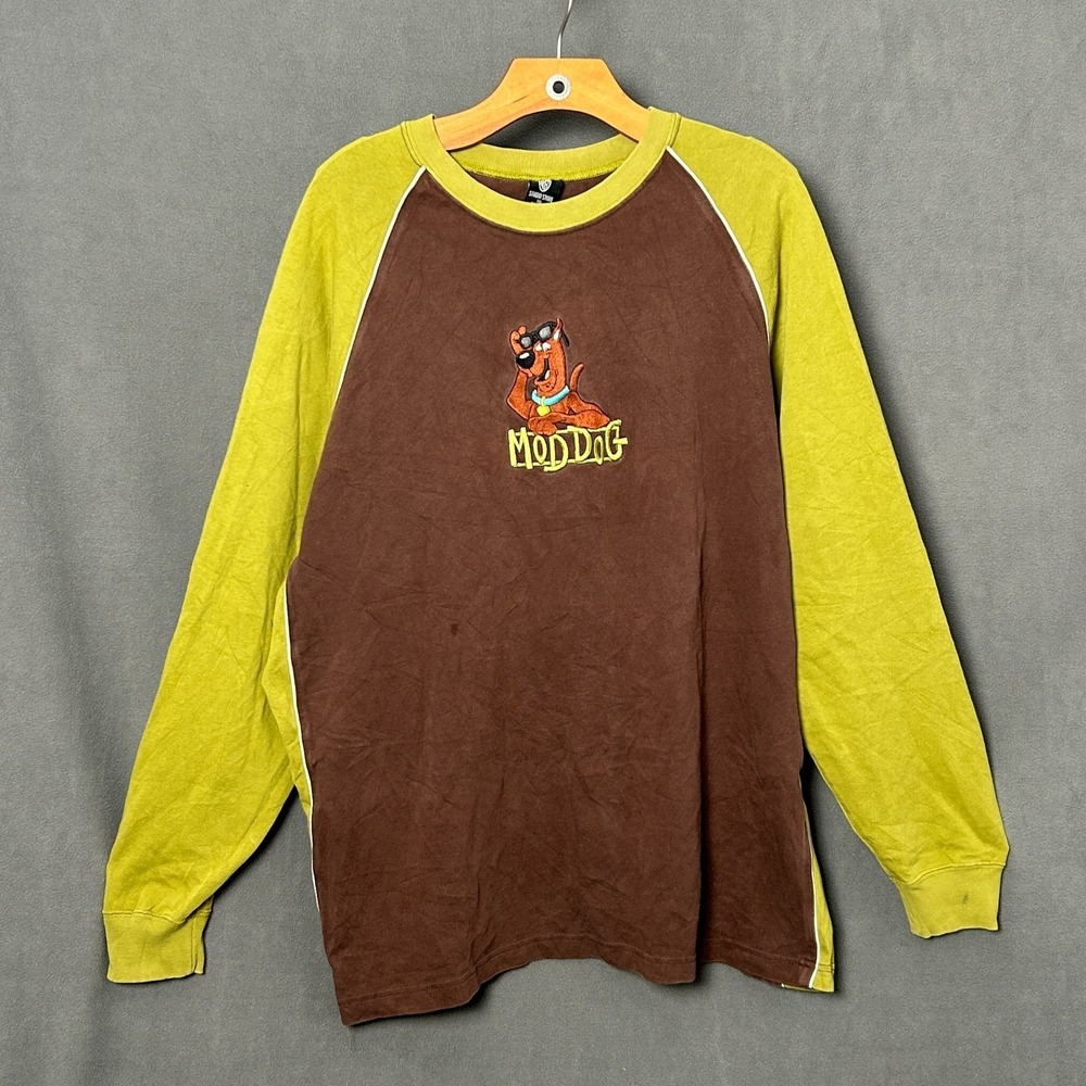 Vintage 90s Scooby Doo Mod Dog Raglan Long Sleeve Shirt Warner Bros Mens 2XL Tee